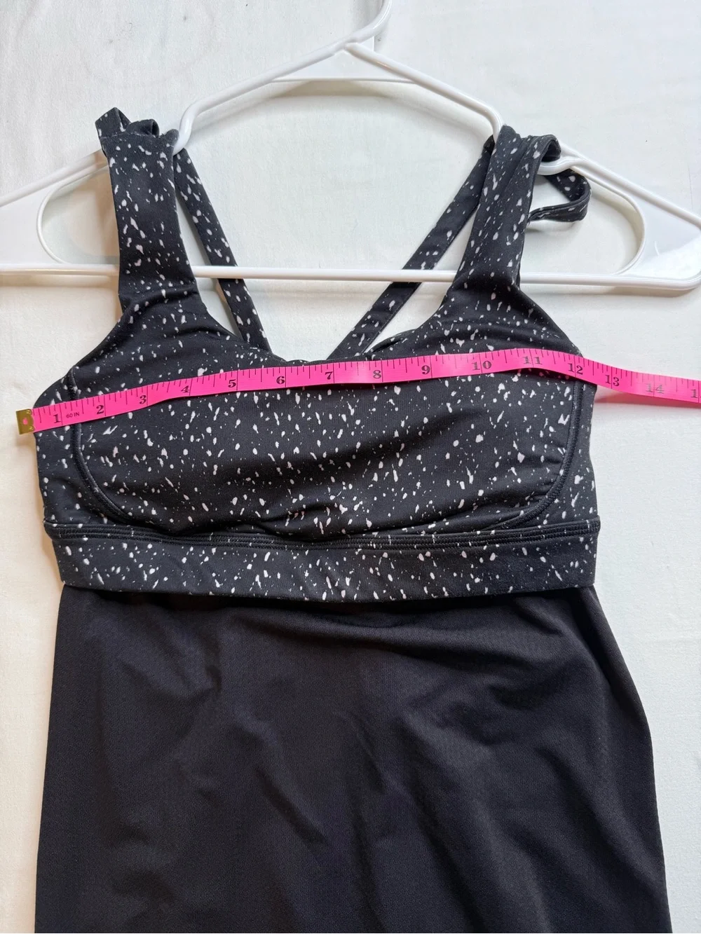 lululemon athletica Black Active Top with Light Pink Speckle Print